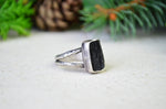 Raw Black Tourmaline Slice Ring (Size 7 1/2)