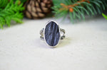 Raw Black Tourmaline Slice Ring (Size 9 1/2)