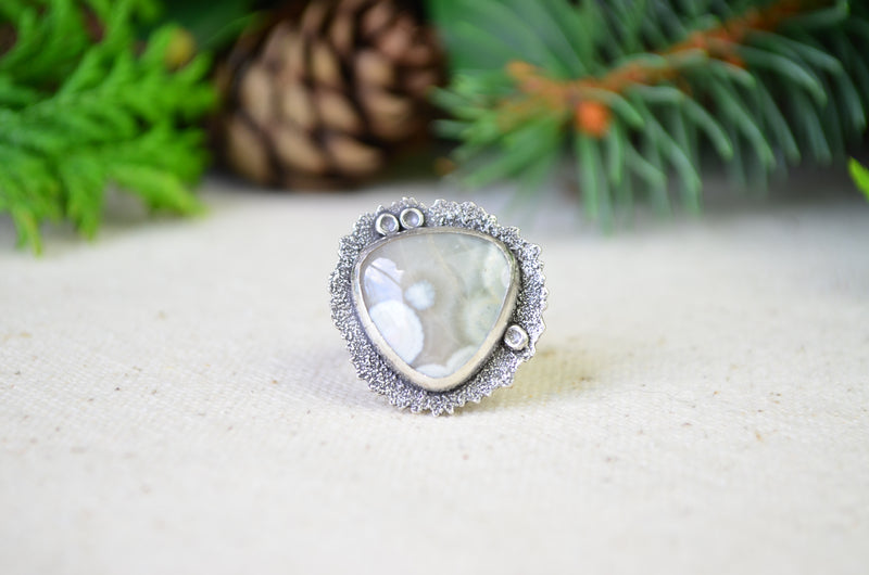 Ocean Jasper Lichen Ring (Size 6 1/2)