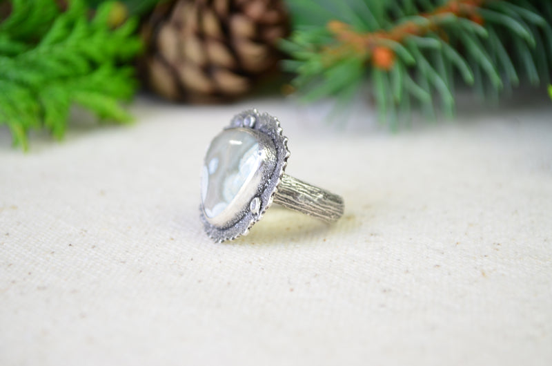 Ocean Jasper Lichen Ring (Size 6 1/2)