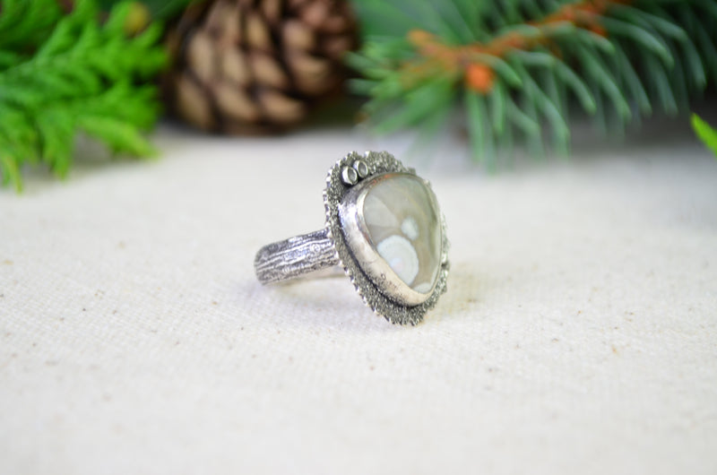 Ocean Jasper Lichen Ring (Size 6 1/2)