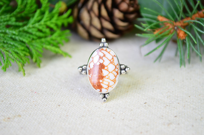 Snake Pattern Shell Ring (Size 10)