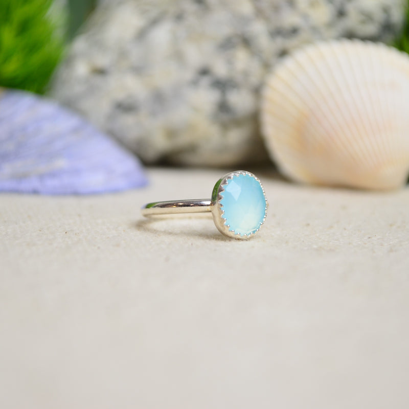 Sky Blue Chalcedony Stacking Ring (Size 5)