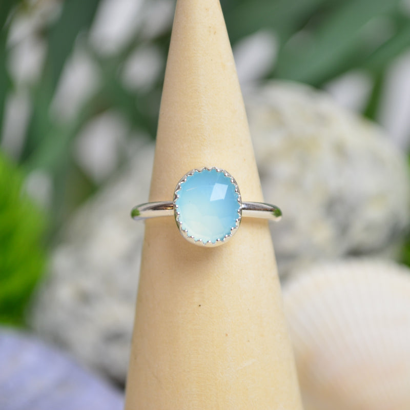 Sky Blue Chalcedony Stacking Ring (Size 5)