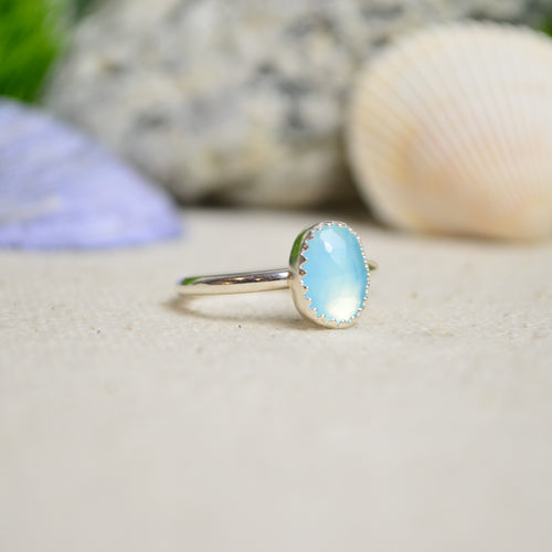 Sky Blue Chalcedony Stacking Ring (Size 6 1/2)