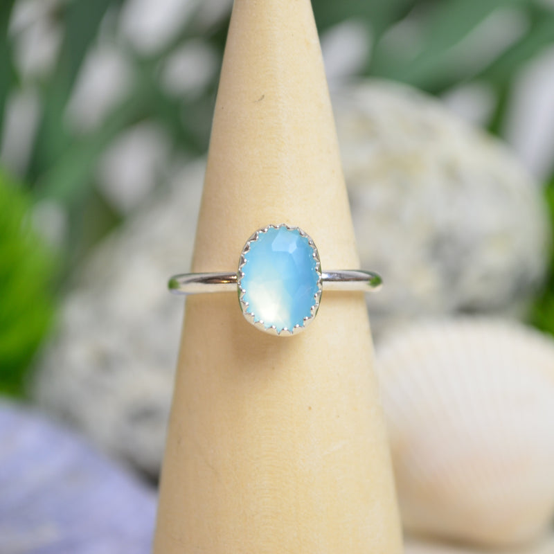 Sky Blue Chalcedony Stacking Ring (Size 6 1/2)