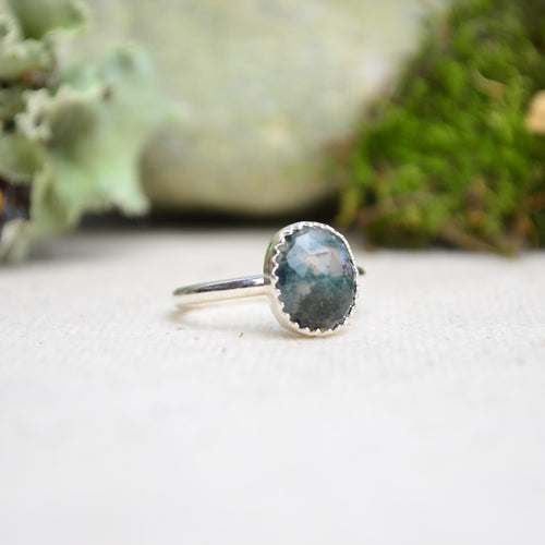 Moss Agate Stacking Ring (Size 5 1/2)