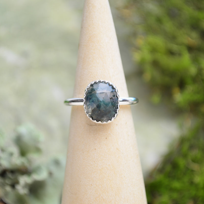 Moss Agate Stacking Ring (Size 5 1/2)