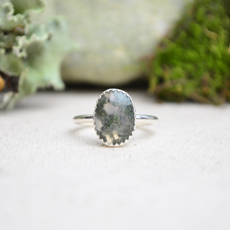 Moss Agate Stacking Ring (Size 7)
