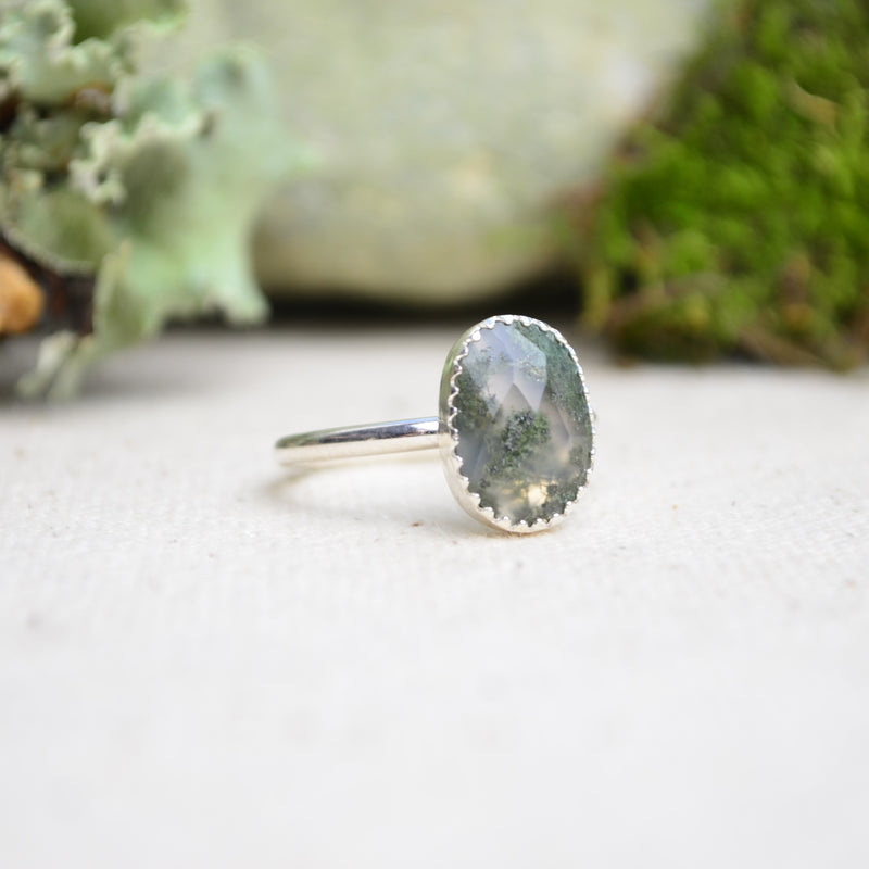 Moss Agate Stacking Ring (Size 7)
