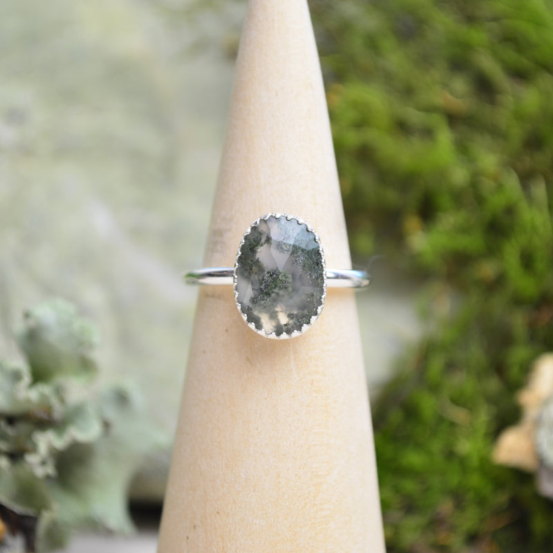 Moss Agate Stacking Ring (Size 7)