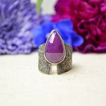 Ruby Textured Wide Band Ring (Size 7)