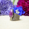 Ruby Textured Wide Band Ring (Size 7)