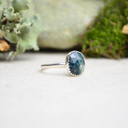 Moss Agate Stacking Ring (Size 8)
