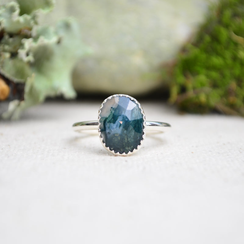 Moss Agate Stacking Ring (Size 8 1/2)
