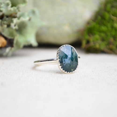 Moss Agate Stacking Ring (Size 8 1/2)