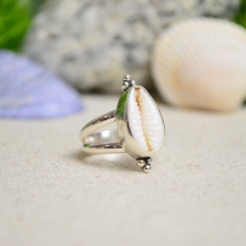 Cowrie Shell Split Band Ring (Size 5 1/2)