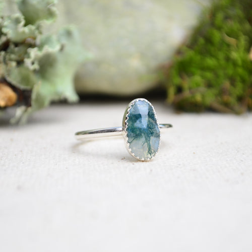 Moss Agate Stacking Ring (Size 10)