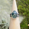 Moss Agate Ring w/ Organic Twig Split Band (Size 5 3/4)