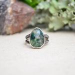 Moss Agate Ring w/ Organic Twig Split Band (Size 5 3/4)