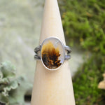 Dendritic Agate Ring w/ Organic Twig Split Band (Size 7 1/4)