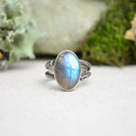 Labradorite Ring w/ Organic Twig Split Band (Size 7 3/4)