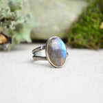 Labradorite Ring w/ Organic Twig Split Band (Size 7 3/4)