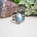 Labradorite Ring w/ Organic Twig Split Band (Size 7 3/4)
