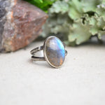 Labradorite Ring w/ Organic Twig Split Band (Size 7 3/4)
