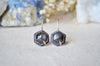 Black Sapphire Hex Earrings with 14K Yellow Gold Accents