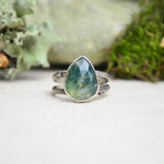 Moss Agate Ring w/ Organic Twig Split Band (Size 8 1/2)