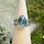 Moss Agate Ring w/ Organic Twig Split Band (Size 8 1/2)