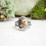 Dendritic Agate Ring w/ Organic Twig Split Band (Size 9 1/2)