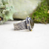 Labradorite Textured Wide Band Ring w/ 14K Accents (Size 6 1/2)