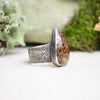 Fossilized Ammonite Textured Wide Band Ring (Size 7 1/4)