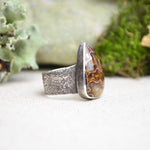 Fossilized Ammonite Textured Wide Band Ring (Size 7 1/4)