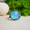 Aqua Chalcedony Textured Wide Band Ring w/ 14K Accents (Size 9 1/4)