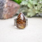 Fossilized Ammonite Textured Wide Band Ring (Size 7 1/4)