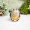 Fossilized Ammonite Wide Band Ring (Size 7 1/4)