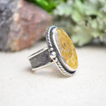 Fossilized Ammonite Wide Band Ring (Size 7 1/4)