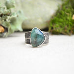 Emerald Textured Wide Band Ring (Size 7 3/4)