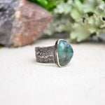 Emerald Textured Wide Band Ring (Size 7 3/4)