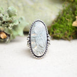 Moss Agate Wide Band Ring (Size 8 1/4)