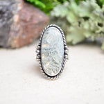 Moss Agate Wide Band Ring (Size 8 1/4)