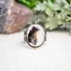 Dendritic Agate Textured Wide Band Ring w/ 14K Accents (Size 8 3/4)