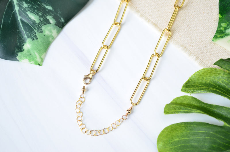 Paperclip Chain Necklace in 14K Gold Fill