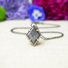 Silver Sapphire Hex Necklace w/ Prong Accents