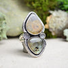 Fossilized Ammonite & Labradorite Ring (Size 7 1/2)