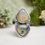 Fossilized Ammonite & Labradorite Ring (Size 7 1/2)