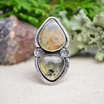Fossilized Ammonite & Labradorite Ring (Size 7 1/2)